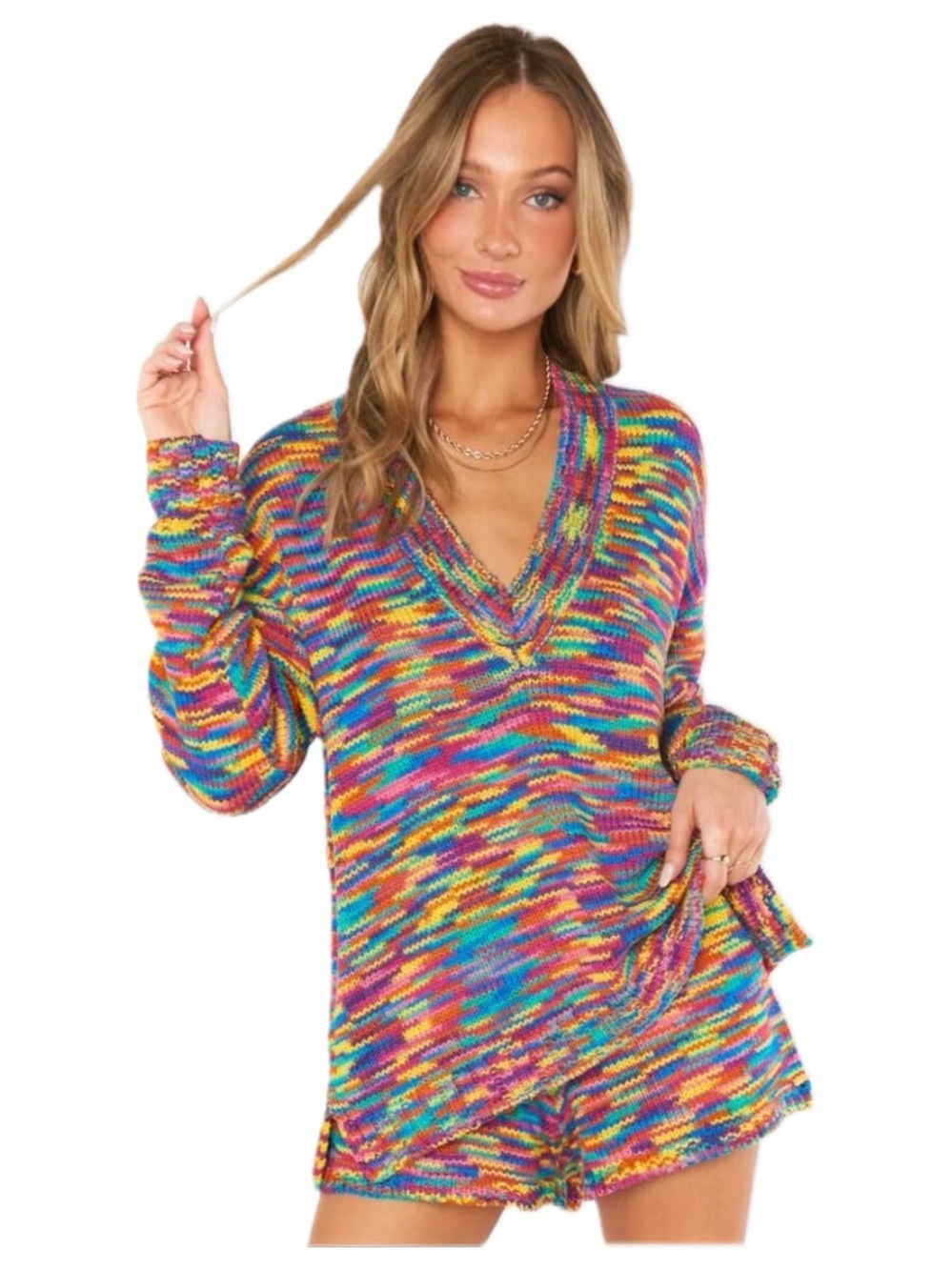 Show Me Your MuMu Gilligan Spacedyed Multicolor V-Neck Knit oversize Sweater